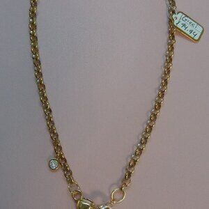 Repurposed GG Charm Pink Crystals & 5A Zirconia💗Heart Lobster Clasp Necklace